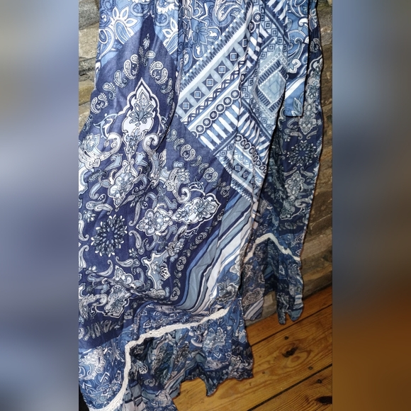 Lucky Brand Halter Top Maxi Dress, Ties At Back Of Neck, Ruffle Hem - Picture 9 of 14